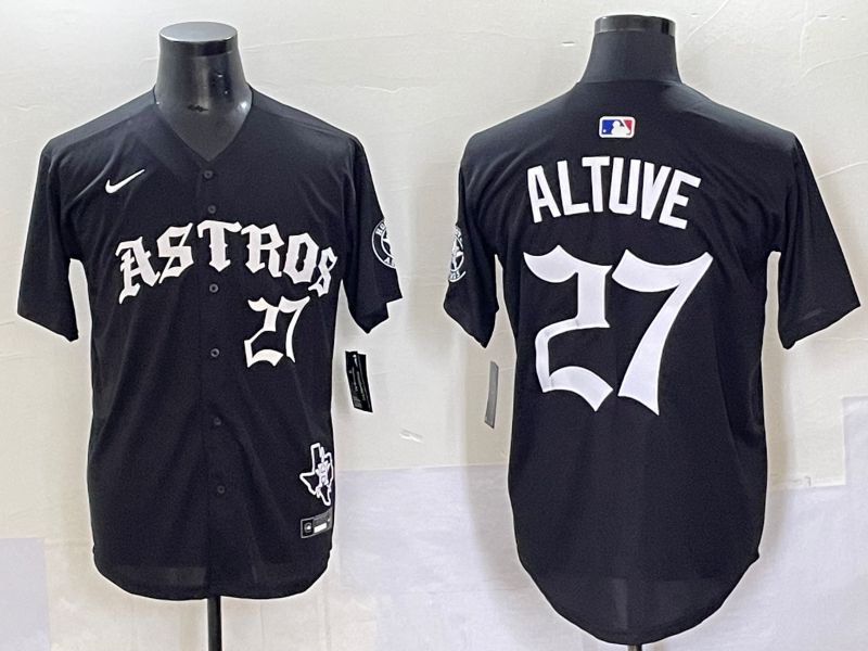 Men 2025 Houston Astros #27 Altuve Black Seven generations Joint Name Nike MLB Jersey style 8->houston astros->MLB Jersey